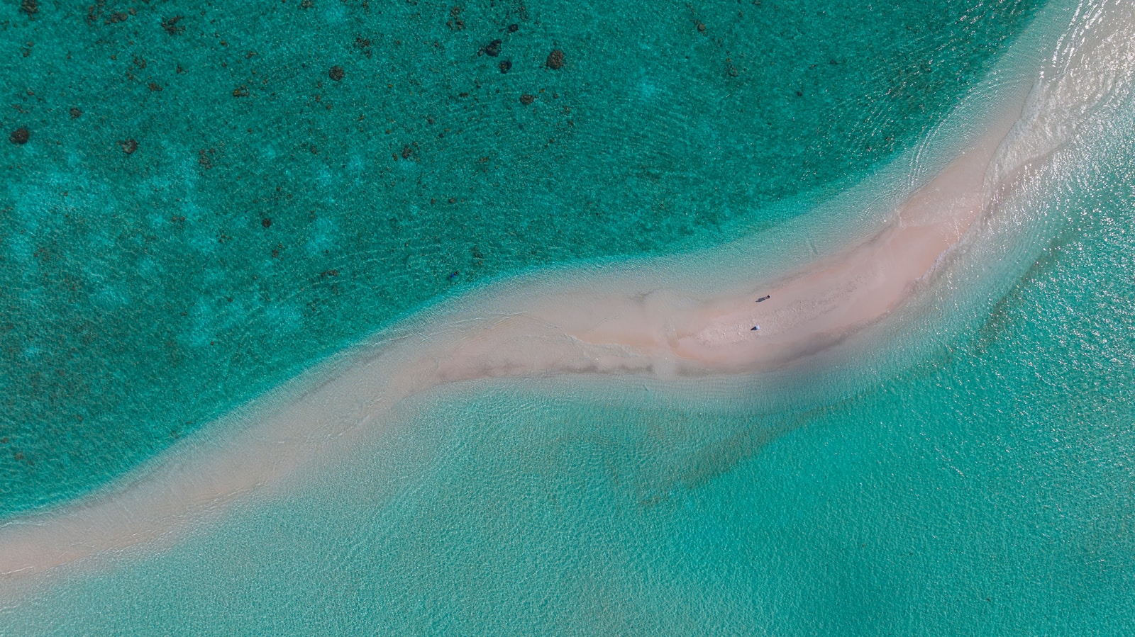 Turquoise sandbank and lagoon from the air, Maldives