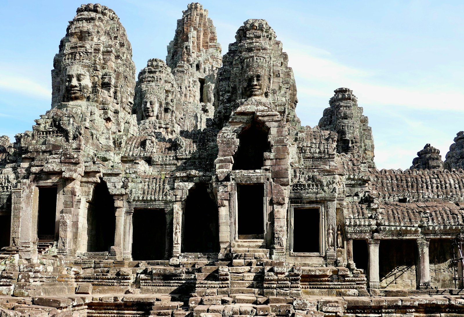 Carved stone faces of the Bayon temple, Angkor, Cambodia