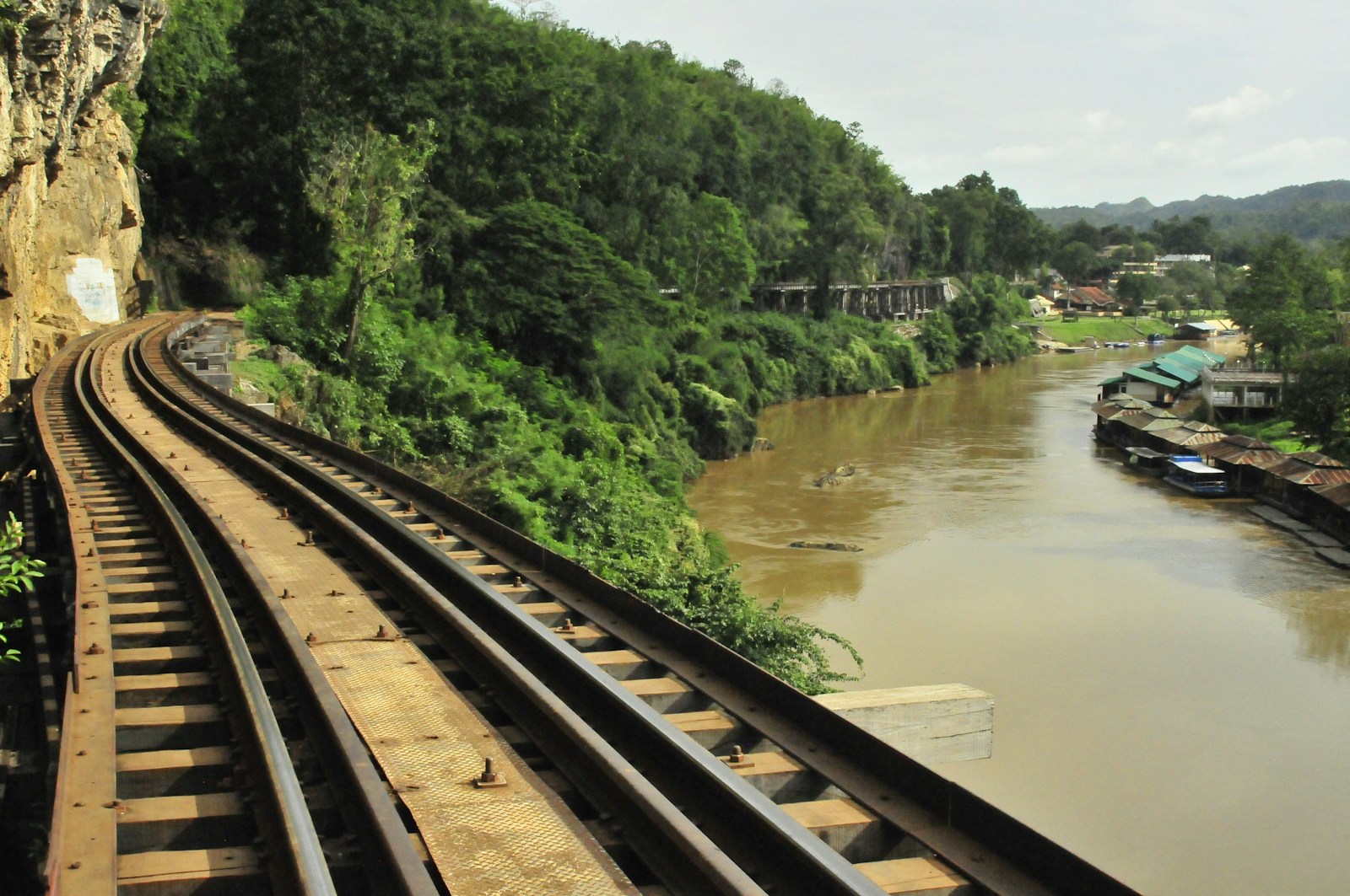 Death Railway track along a cliff above the River Kwai