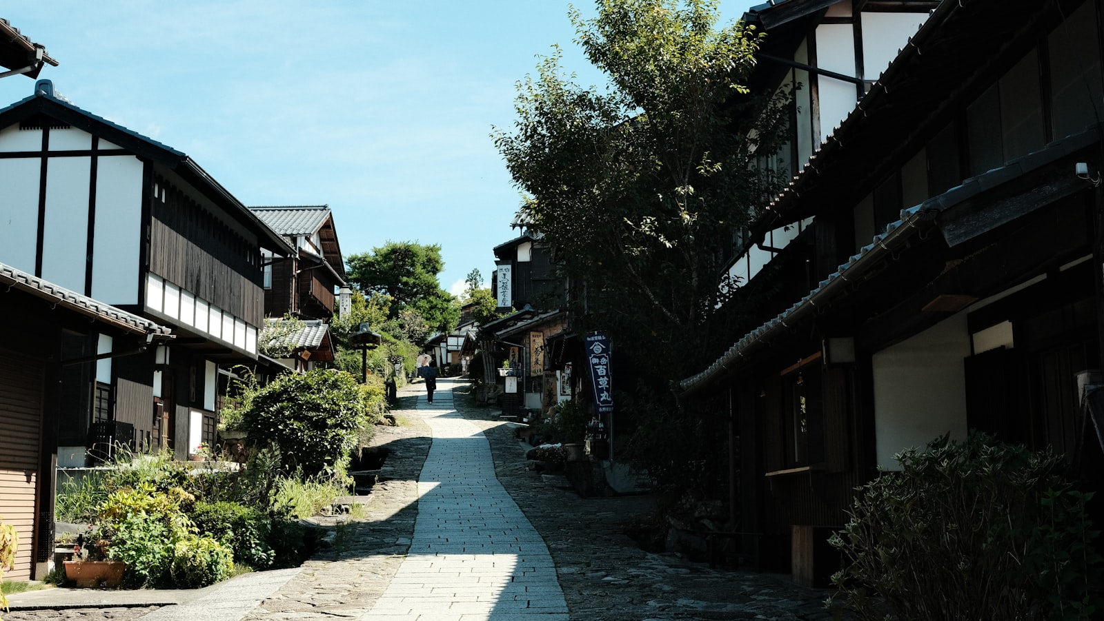 Magome-juku cobblestone post-town street, Kiso Valley, Japan