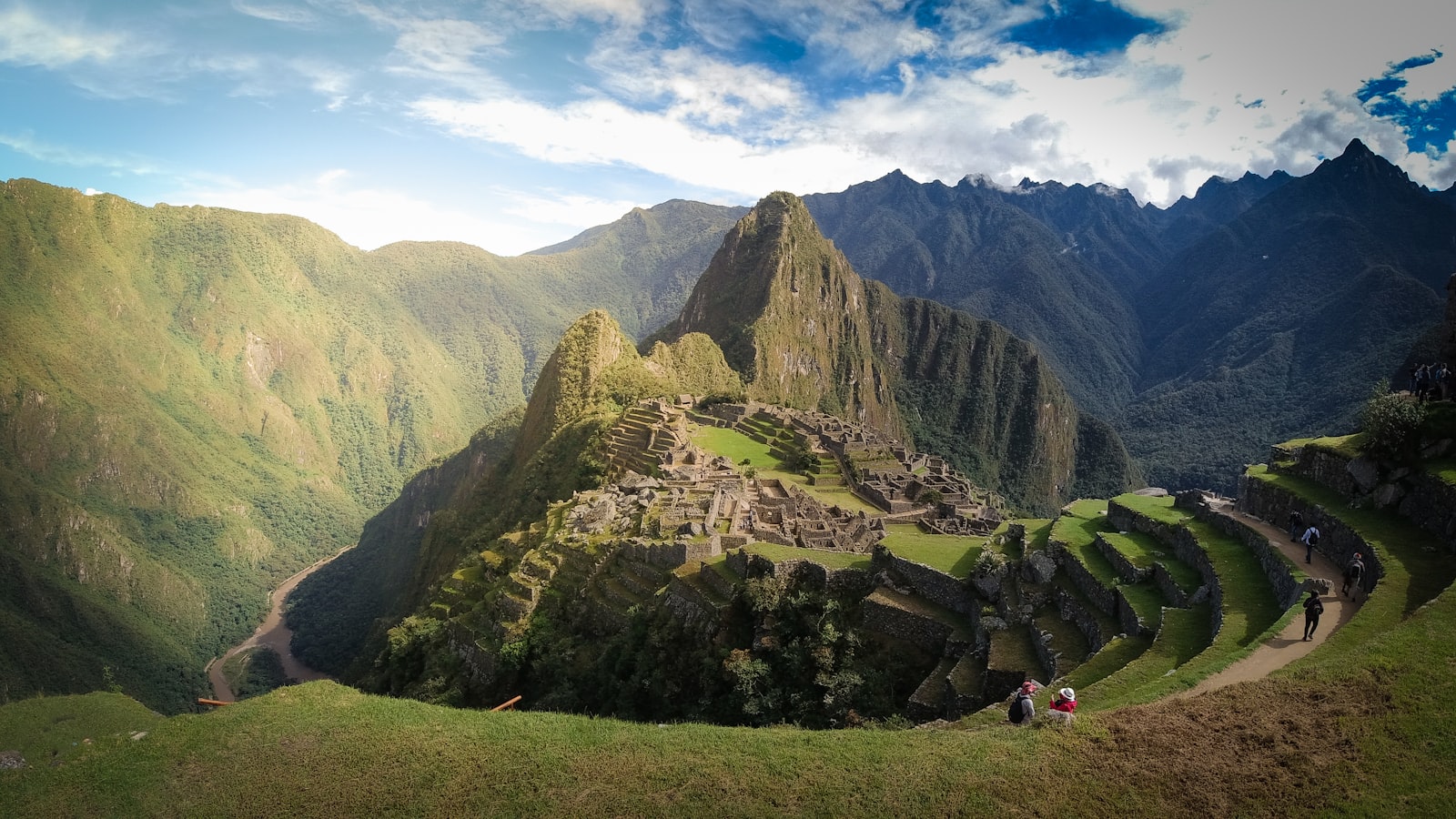 Trekkers overlooking Machu Picchu from the Inca Trail